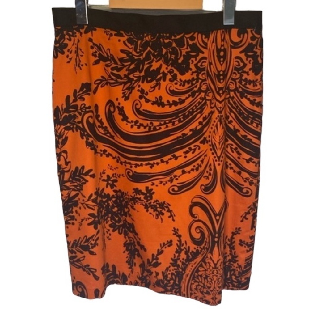 Tristan Black & Orange Cotton Fitted Pencil Skirt Size 12 - Picture 3 of 14